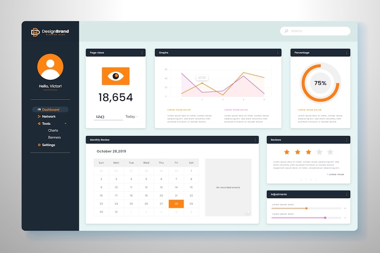 Free Vector user panel dashboard templat