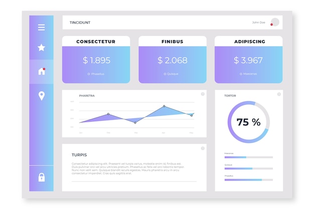 Free vector user panel dashboard template