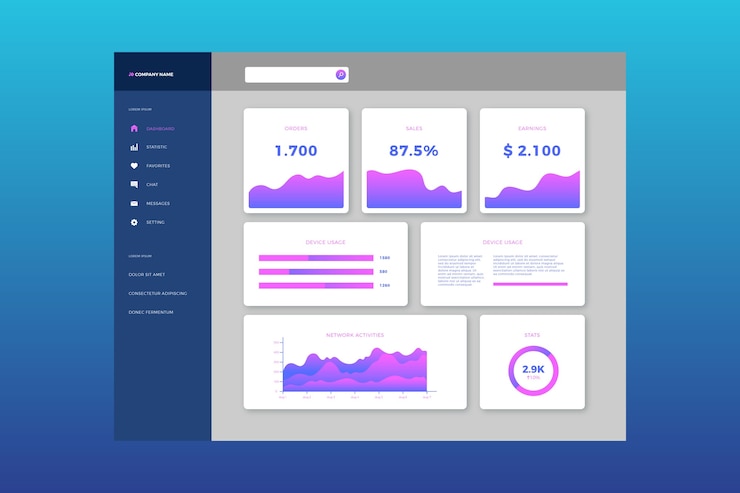 Free Vector user panel infographic dashboard template