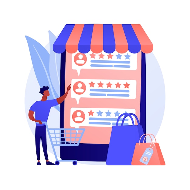 Free vector user rating and feedback. customer reviews cartoon web icon. e commerce, online shopping, internet buying. trust metrics, top rated product.