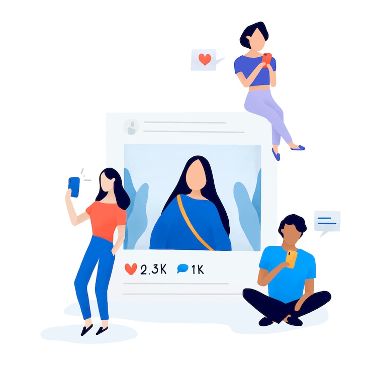 Free Vector users following and unfollowing vector