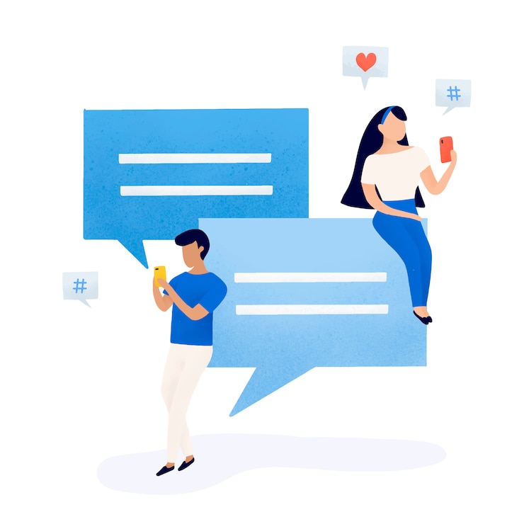 Free Vector users with speech bubbles vector