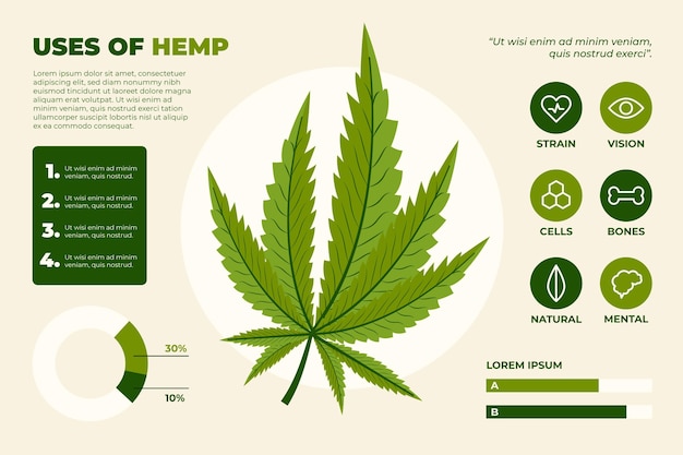 Free vector uses of hemp infographic