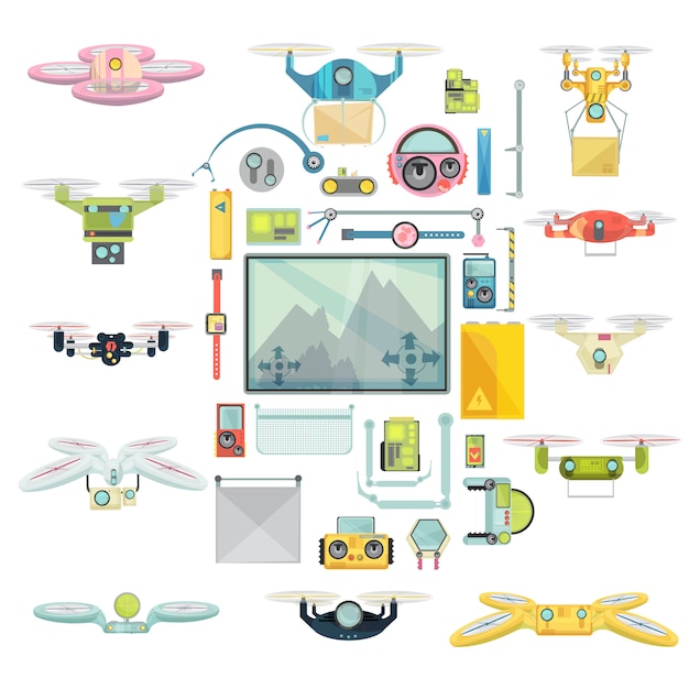 Free vector using drones group set