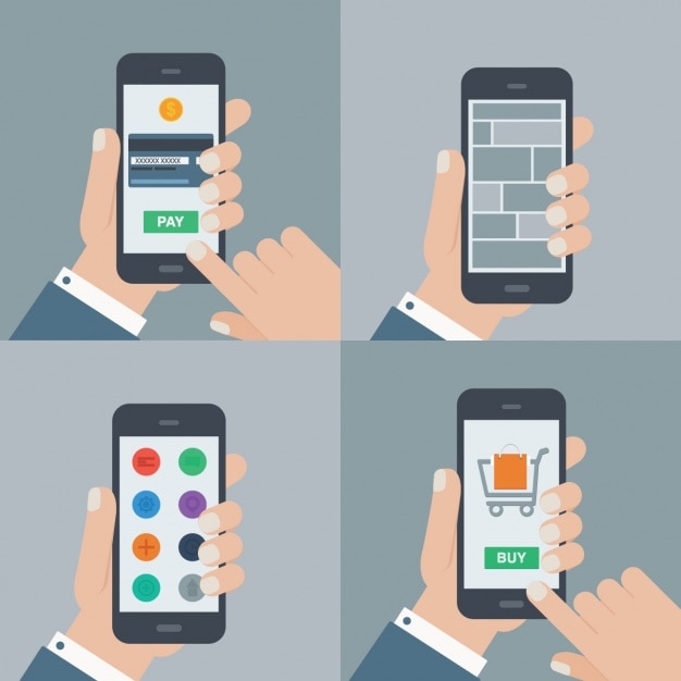 Free vector using a mobile phone illustrations collection