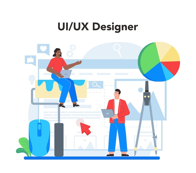 Концепция дизайнера UX UI Улучшение интерфейса приложения Опыт пользовательского интерфейса Концепция современной технологии Плоская векторная иллюстрация