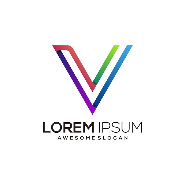 Vettore gratuito logo vettoriale colorato gradiente lettera v
