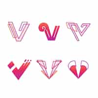 Free vector v logo template pack