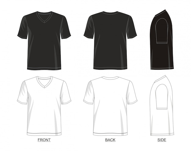 Download Premium Vector Front And Back Black V Neck T Shirt