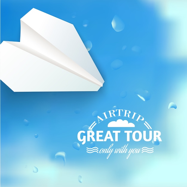 Vacation cruise illustration with paper airplane