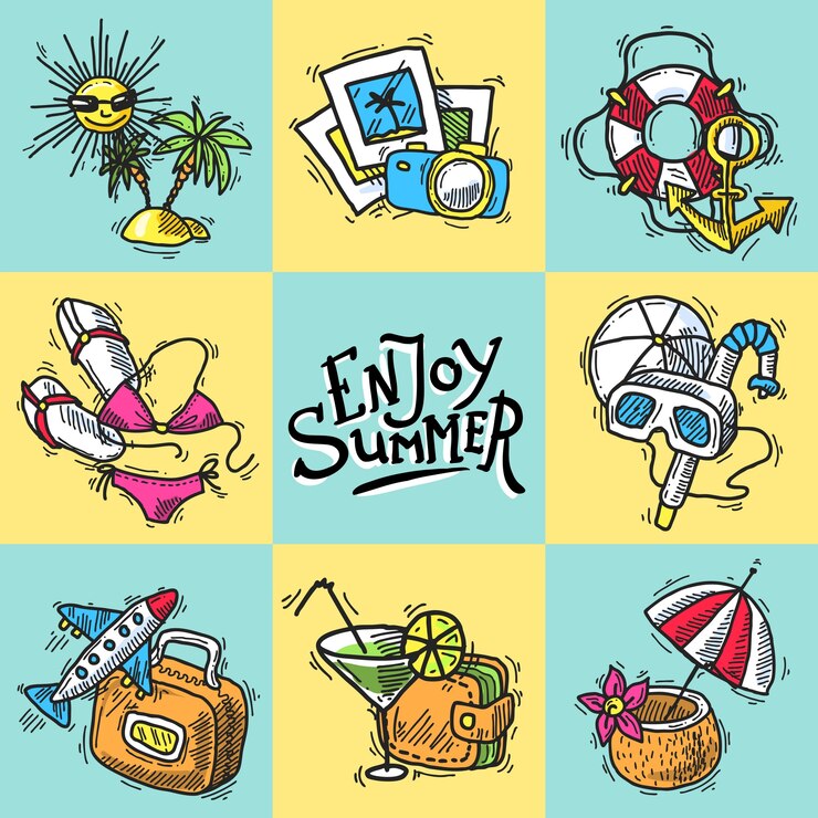 Free Vector vacation decorative icons