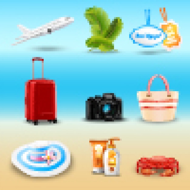 Free vector vacation realistic icons