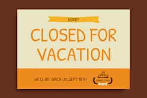 Free vector vacation sign design template