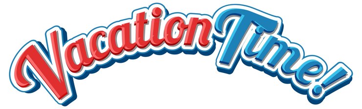 Free Vector vacation time text icon on white background