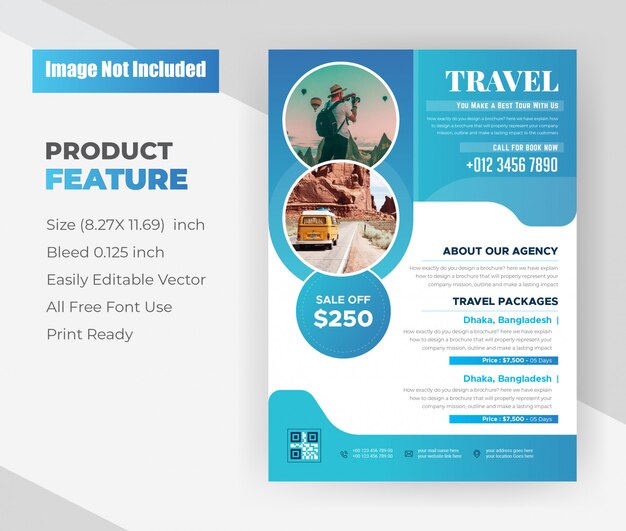 Vacation Tours & Travel agency flyer design template