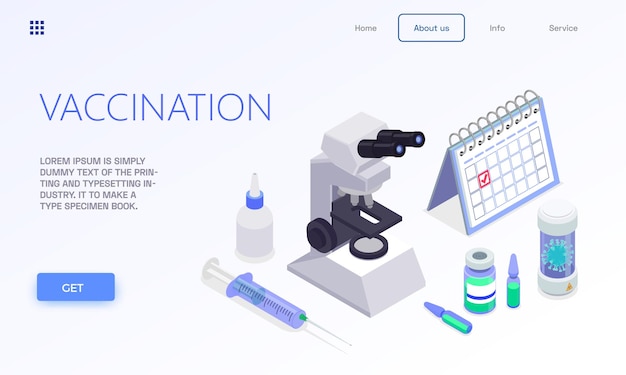 Free vector vaccination isometric web landing page banner