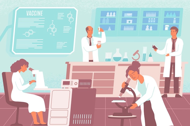 Vaccine development flat composition researchers create and conduct experiments to create a vaccine