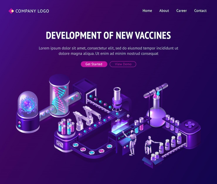 Free Vector vaccine development laboratory isometric landing