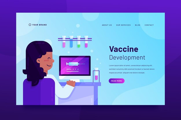 Modello di landing page per lo sviluppo di vaccini