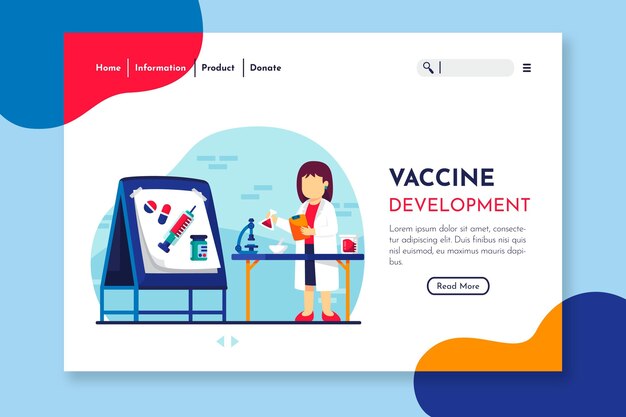 無料ベクター ワクチン開発ランディングページ