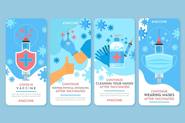 Free vector vaccine instagram stories collection