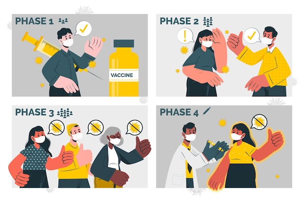 Free vector vaccine phases concept illustration