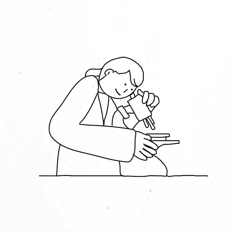 Free Vector vaccine study vector doodle illustration with scientist character