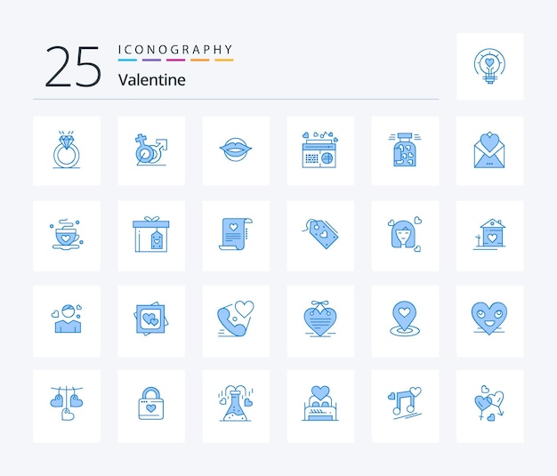 Free vector valentine 25 blue color icon pack including fm radio gander beauty valentines