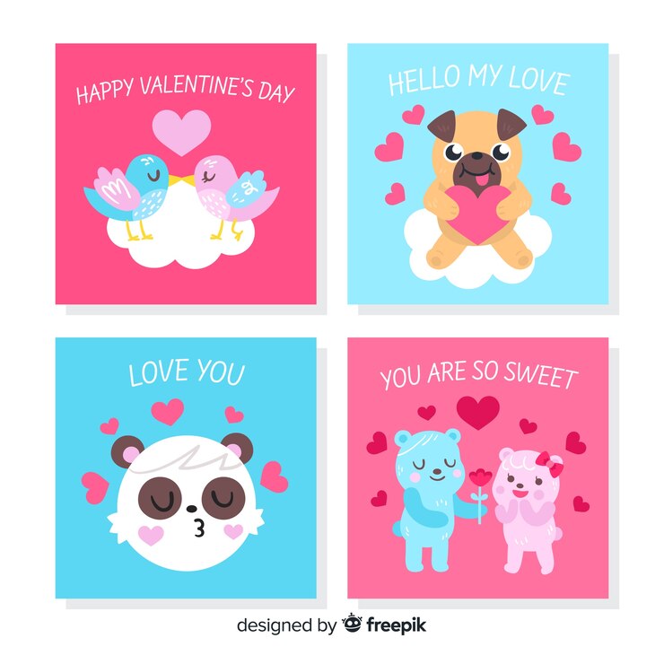 Free Vector valentine animal card collection