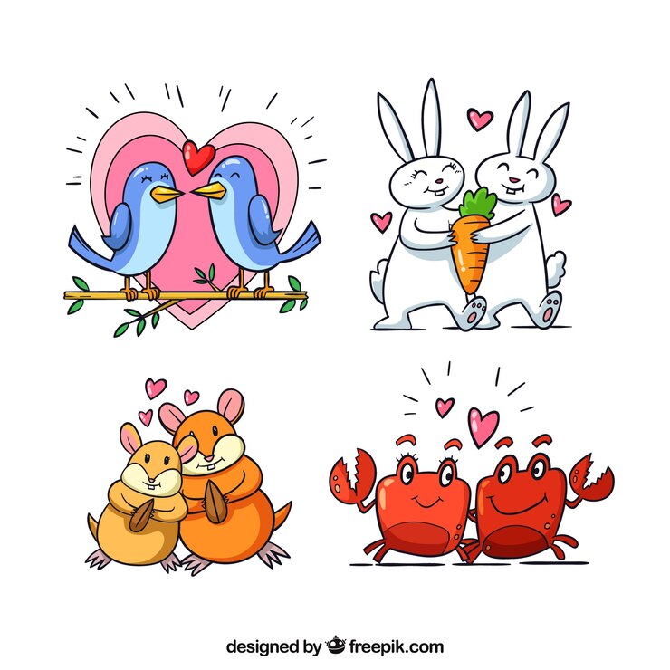 Free Vector valentine animal couple collection