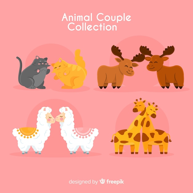 Free vector valentine animal couple collection