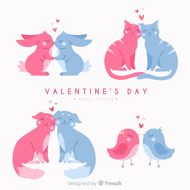 Free vector valentine animal couple collection