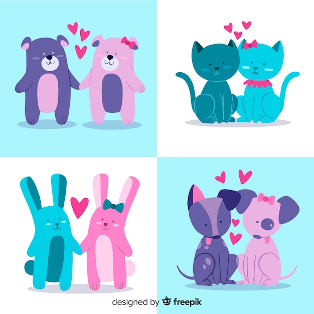 Valentine animal couple pack