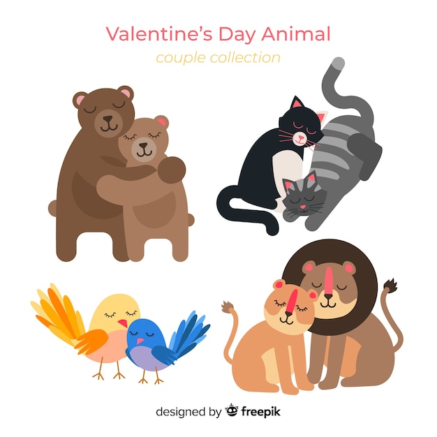 Free vector valentine animal couple pack