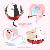 Free vector valentine animal couple set