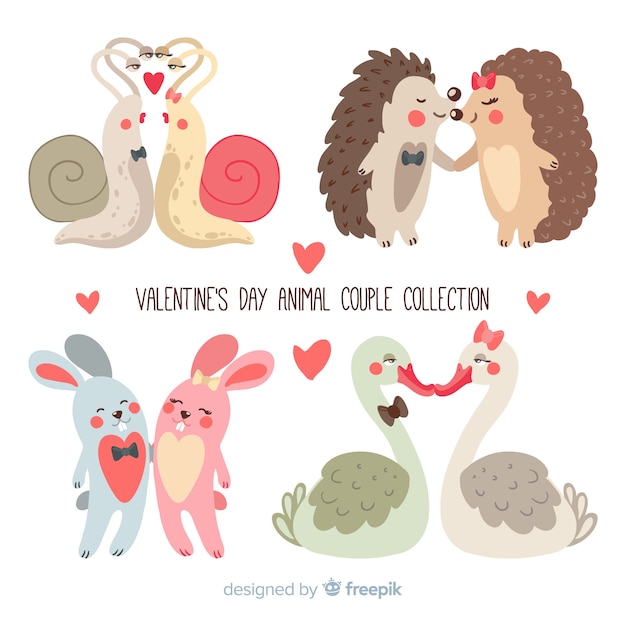 Free vector valentine animal couple set