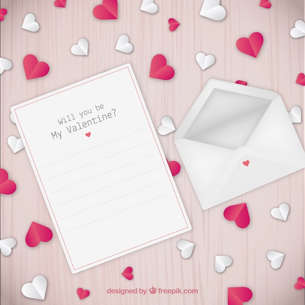 手紙と封筒とバレンタインの背景