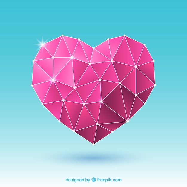 Valentine background with pink polygonal heart