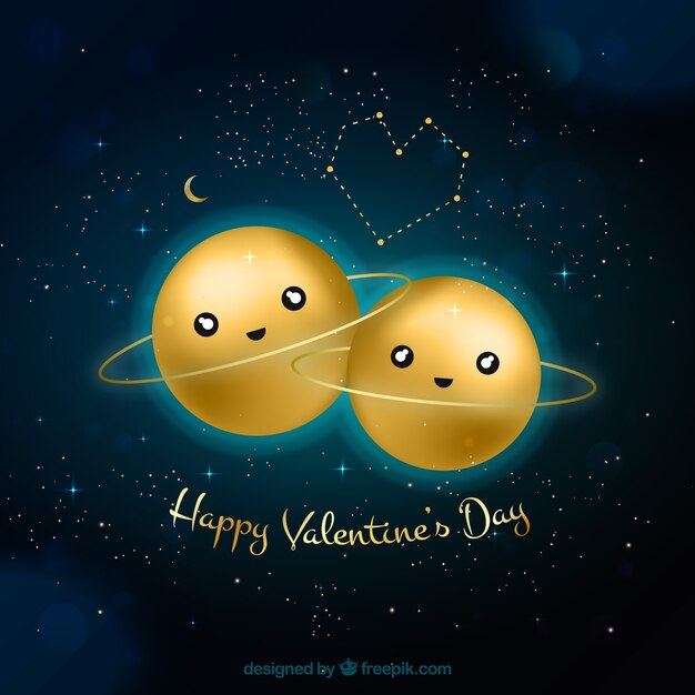 Valentine background with planets