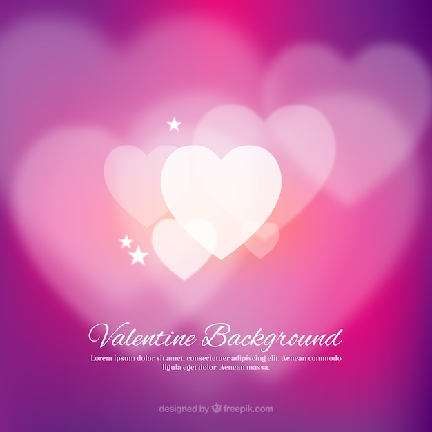 Valentine background with white blurred hearts