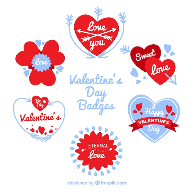 Free vector valentine badge collection