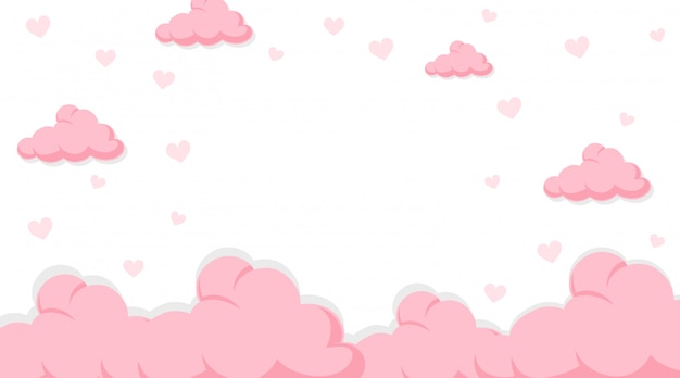 空にピンクの雲とバレンタインバナー
