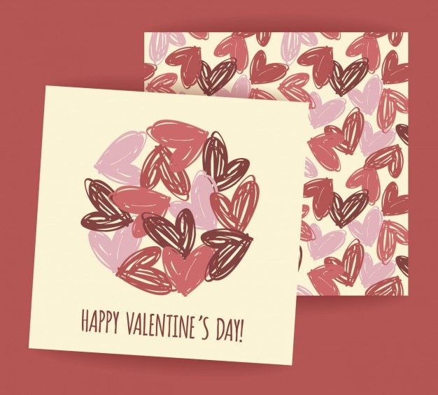 Free Vector  Valentine card with circle made with hearts