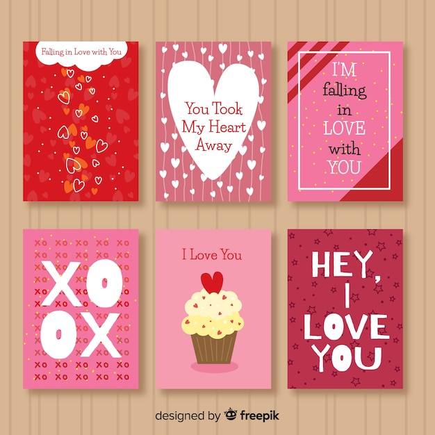 Vettore gratuito cartolina di san valentino con raccolta di messaggi