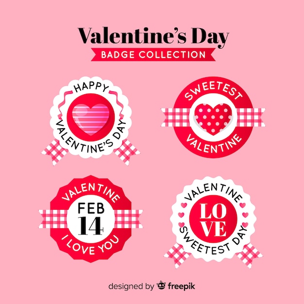 Free vector valentine circle badges collection