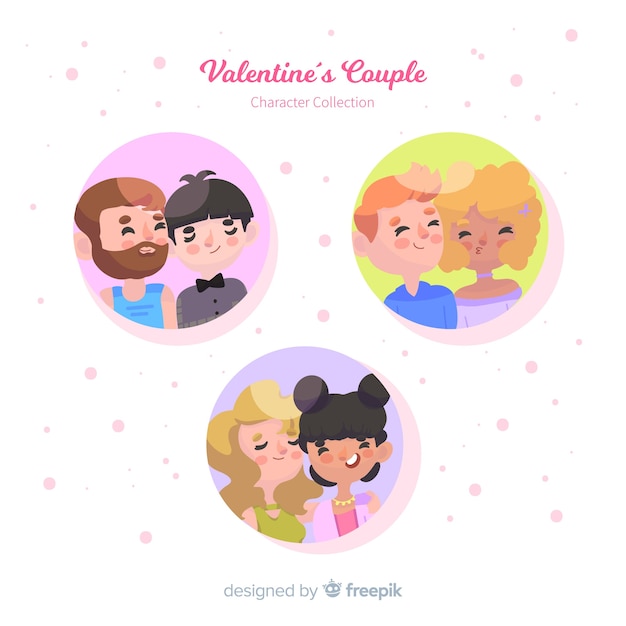 Valentine couples inside circles pack