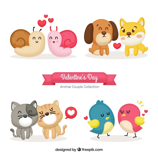 Valentine cute animal couple collection