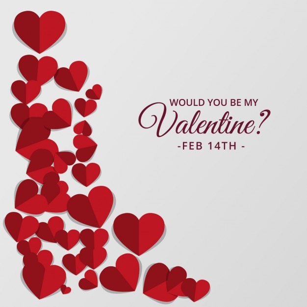 Valentine day background with cute hearts in red tones