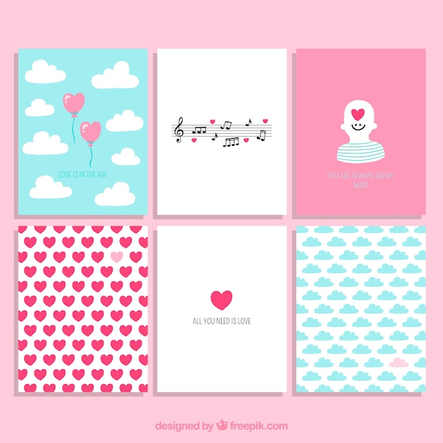 Valentine day cute cards collection