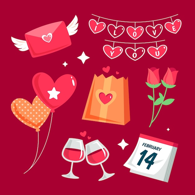 Free vector valentine day element collection